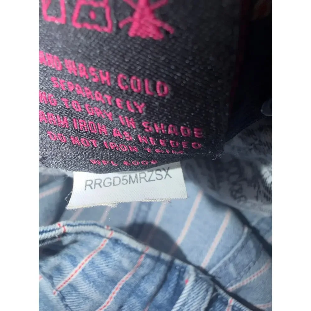 Rock & roll denim girls striped flare trouser with adjustable waistband